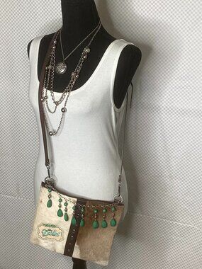 Western Genuine Cowhide crossbody purse with flair